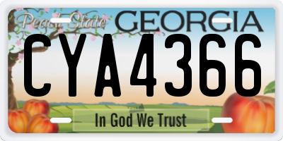 GA license plate CYA4366