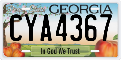 GA license plate CYA4367