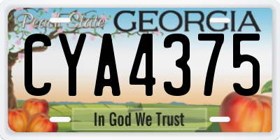GA license plate CYA4375