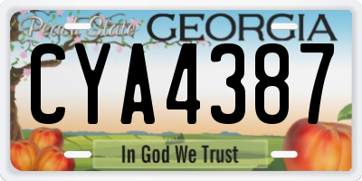 GA license plate CYA4387