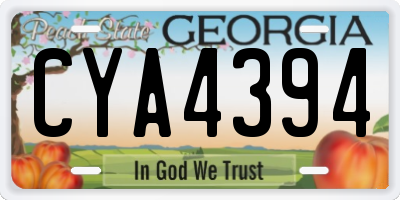 GA license plate CYA4394