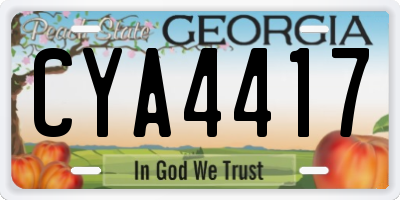 GA license plate CYA4417