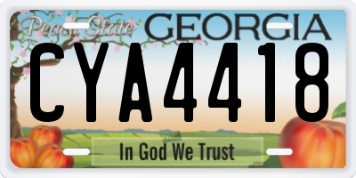 GA license plate CYA4418