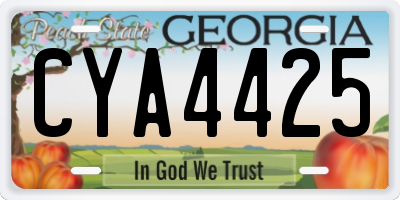 GA license plate CYA4425