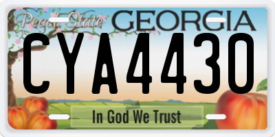 GA license plate CYA4430