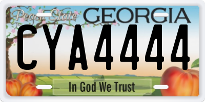 GA license plate CYA4444