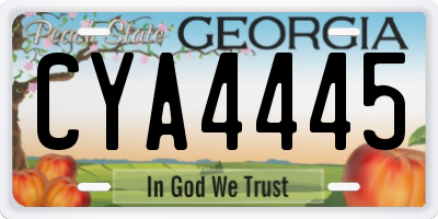 GA license plate CYA4445