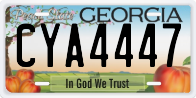 GA license plate CYA4447