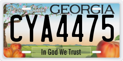 GA license plate CYA4475