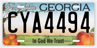 GA license plate CYA4494