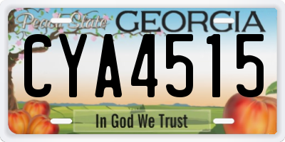 GA license plate CYA4515