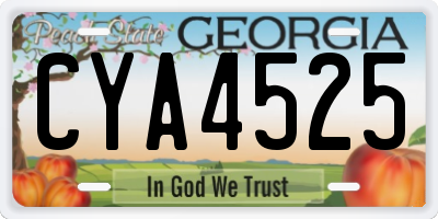 GA license plate CYA4525