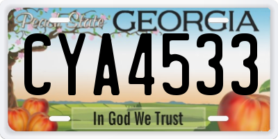 GA license plate CYA4533