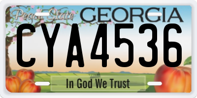 GA license plate CYA4536