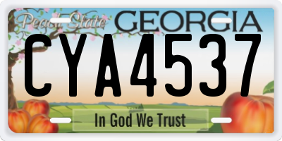 GA license plate CYA4537