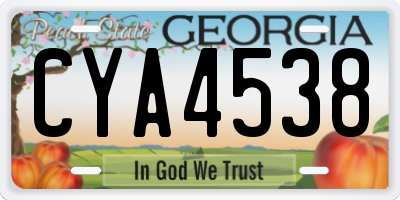 GA license plate CYA4538