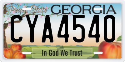 GA license plate CYA4540