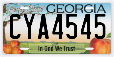 GA license plate CYA4545