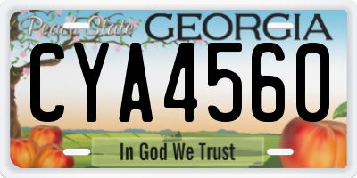 GA license plate CYA4560