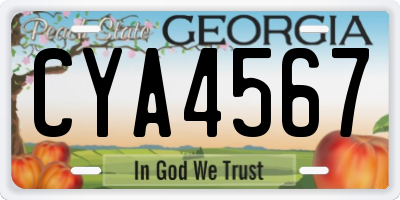 GA license plate CYA4567