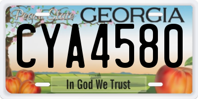 GA license plate CYA4580