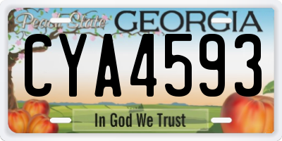 GA license plate CYA4593