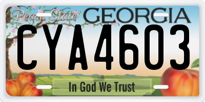 GA license plate CYA4603