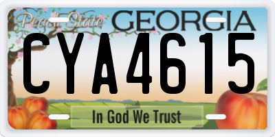 GA license plate CYA4615