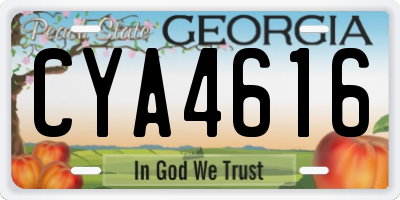 GA license plate CYA4616