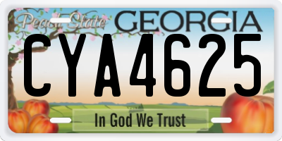 GA license plate CYA4625