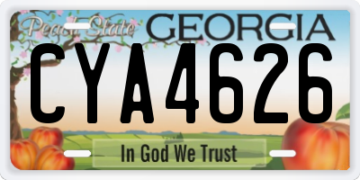 GA license plate CYA4626