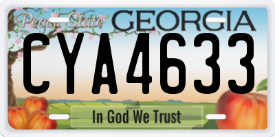 GA license plate CYA4633