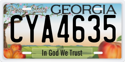 GA license plate CYA4635