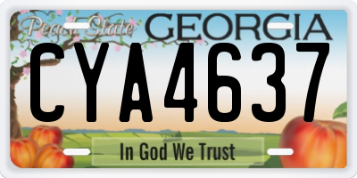 GA license plate CYA4637