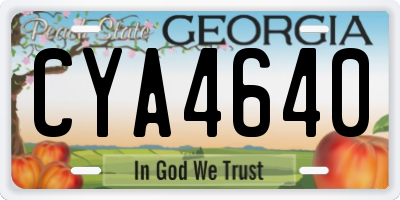 GA license plate CYA4640