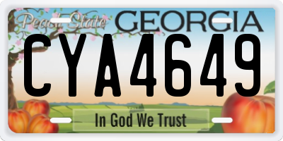 GA license plate CYA4649