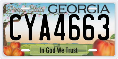 GA license plate CYA4663