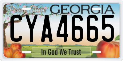 GA license plate CYA4665