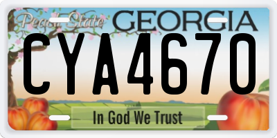 GA license plate CYA4670