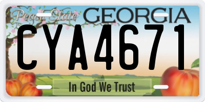 GA license plate CYA4671