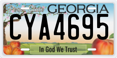 GA license plate CYA4695