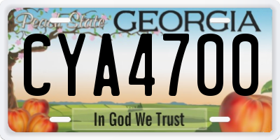 GA license plate CYA4700