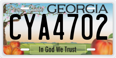 GA license plate CYA4702