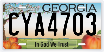 GA license plate CYA4703