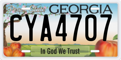 GA license plate CYA4707