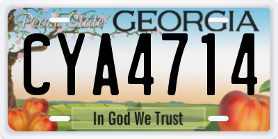 GA license plate CYA4714
