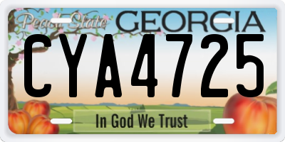 GA license plate CYA4725