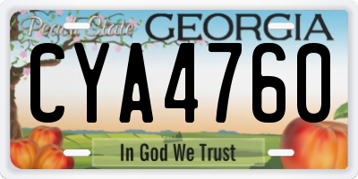 GA license plate CYA4760