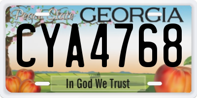 GA license plate CYA4768