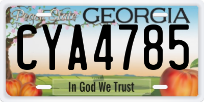 GA license plate CYA4785